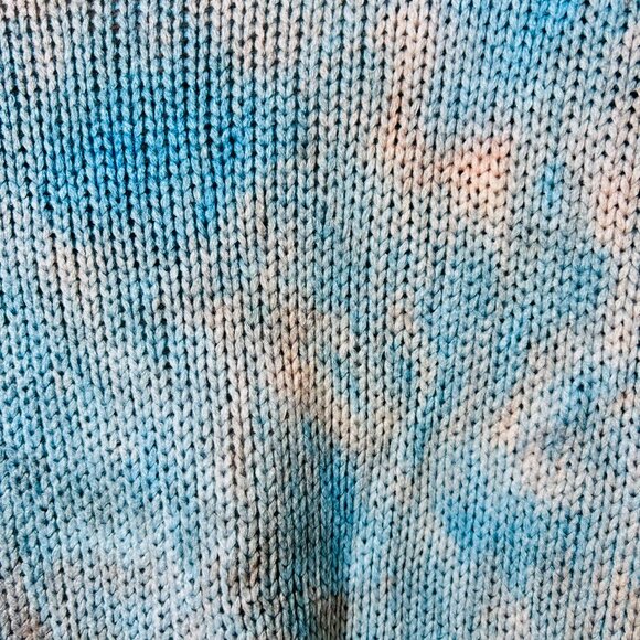 Versona Blue & Pink Tie-Dye Fringe Sweater | Boho Distressed Knit | Size Small - Picture 4 of 4